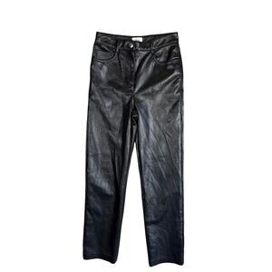 Aritzia Minimalist Black Melina Faux Leather Pants Straight Leg High Rise 0